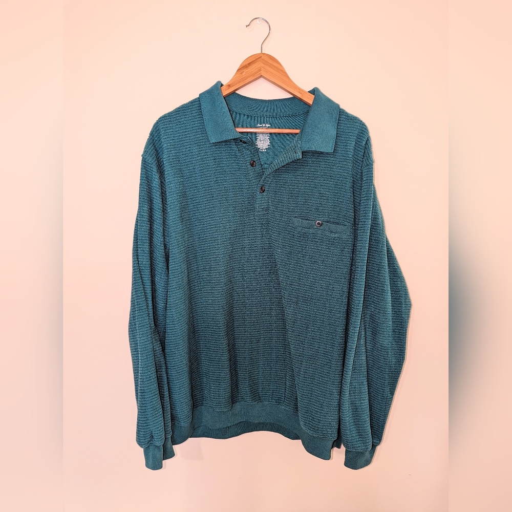 David Taylor Vintage Teal Long Sleeve Collared Shirt Size XL